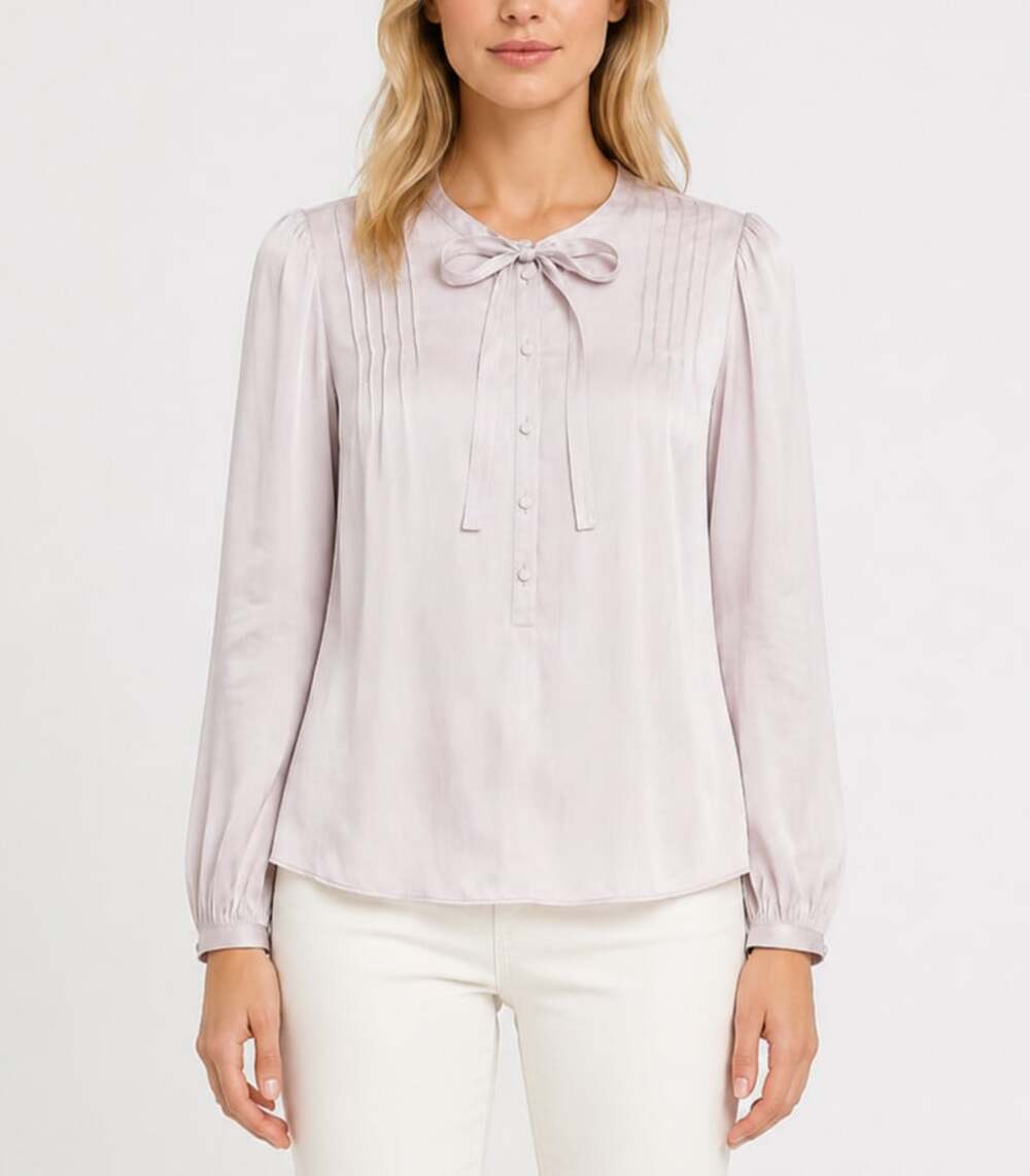 J Crew Featherweight Satin Tie-Neck Long Sleeve Blouse Lilac Purple - Size XS